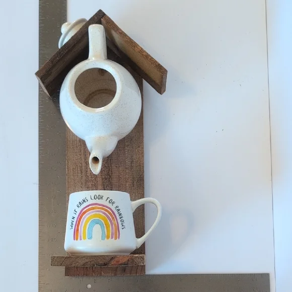 Handcrafted Rustic Wooden Bird Feeder Somewhere Over The Rainbow - Picture 6 of 16